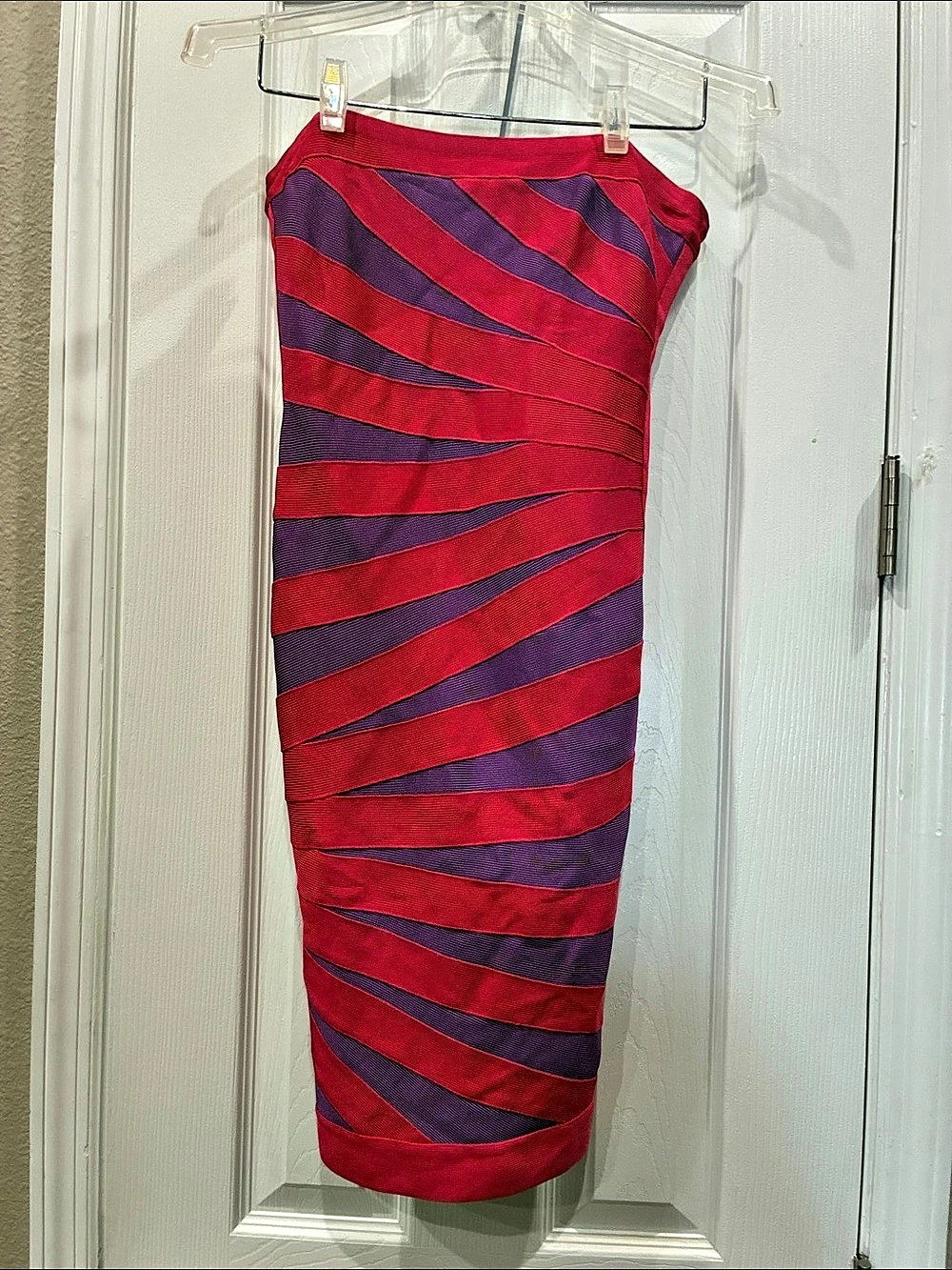 Hervé Léger Bandage dress Abstract Bandage Mini Dress in Pink & Purple Size